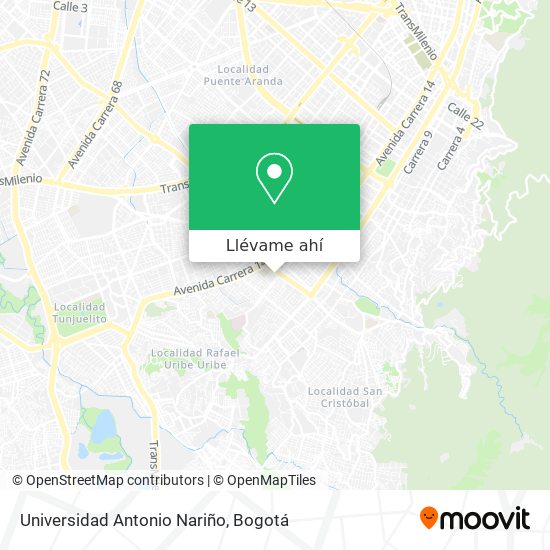 Mapa de Universidad Antonio Nariño