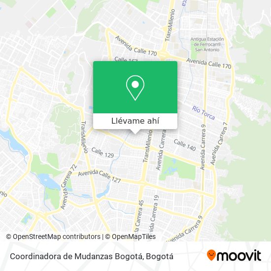 Mapa de Coordinadora de Mudanzas Bogotá