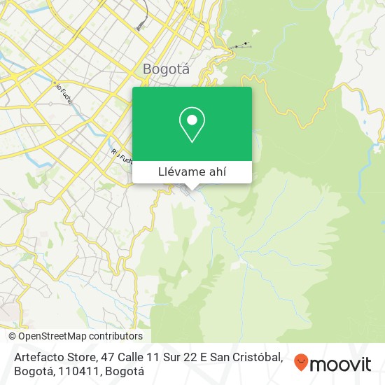 Mapa de Artefacto Store, 47 Calle 11 Sur 22 E San Cristóbal, Bogotá, 110411