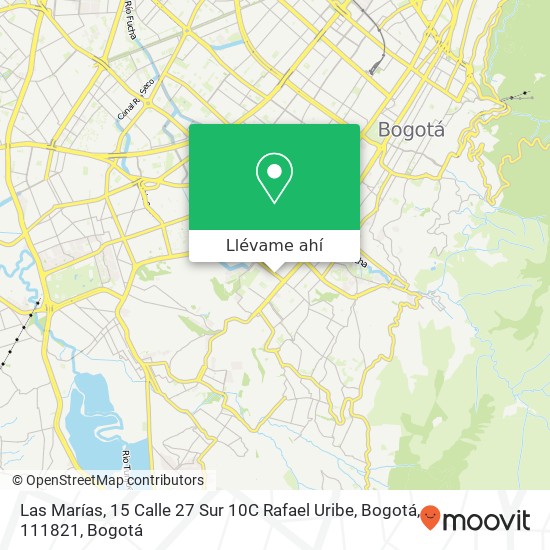Mapa de Las Marías, 15 Calle 27 Sur 10C Rafael Uribe, Bogotá, 111821