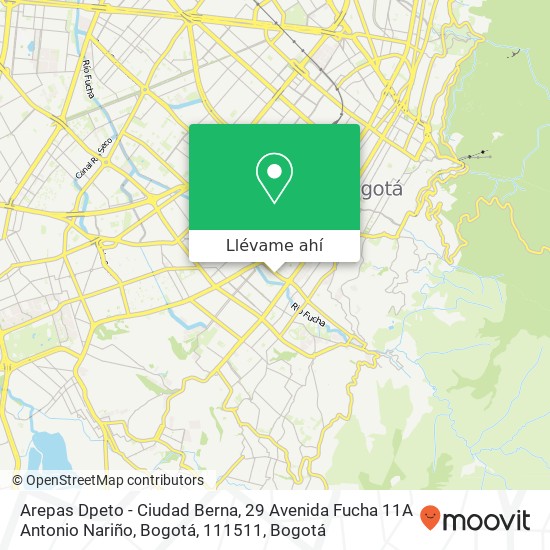 Mapa de Arepas Dpeto - Ciudad Berna, 29 Avenida Fucha 11A Antonio Nariño, Bogotá, 111511