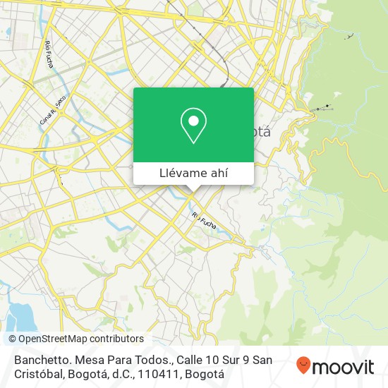 Mapa de Banchetto. Mesa Para Todos., Calle 10 Sur 9 San Cristóbal, Bogotá, d.C., 110411
