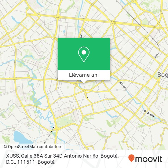 Mapa de XUSS, Calle 38A Sur 34D Antonio Nariño, Bogotá, D.C., 111511