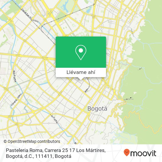 Mapa de Pasteleria Roma, Carrera 25 17 Los Mártires, Bogotá, d.C., 111411