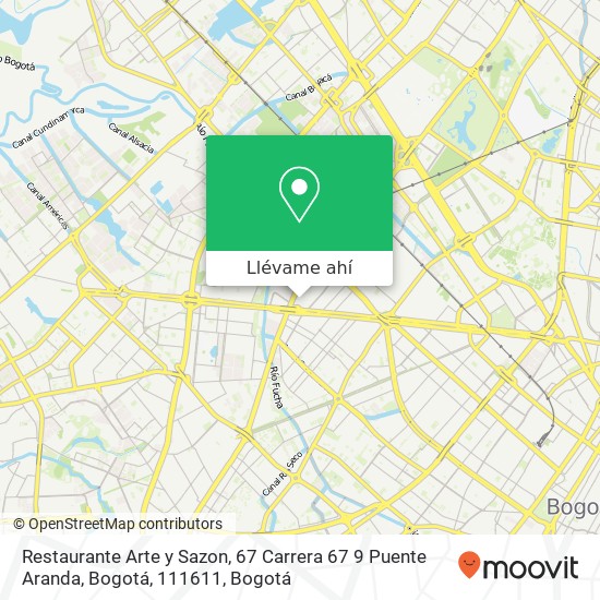 Mapa de Restaurante Arte y Sazon, 67 Carrera 67 9 Puente Aranda, Bogotá, 111611