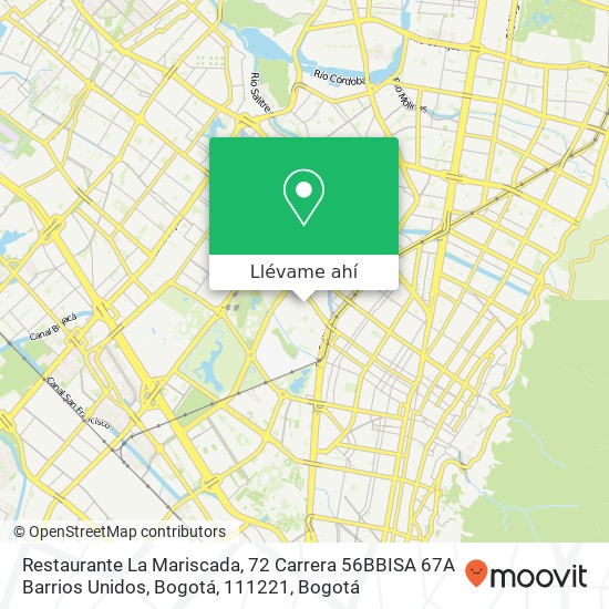 Mapa de Restaurante La Mariscada, 72 Carrera 56BBISA 67A Barrios Unidos, Bogotá, 111221