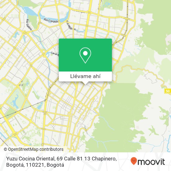 Mapa de Yuzu Cocina Oriental, 69 Calle 81 13 Chapinero, Bogotá, 110221