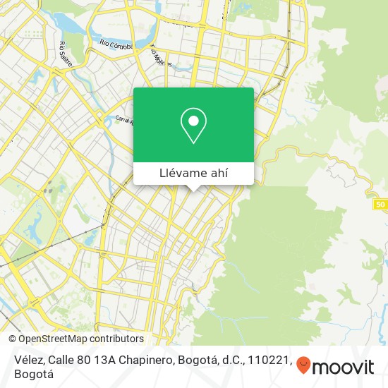 Mapa de Vélez, Calle 80 13A Chapinero, Bogotá, d.C., 110221