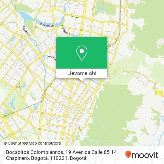 Mapa de Bocaditos Colombiannos, 19 Avenida Calle 85 14 Chapinero, Bogotá, 110221