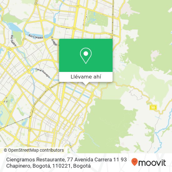 Mapa de Ciengramos Restaurante, 77 Avenida Carrera 11 93 Chapinero, Bogotá, 110221
