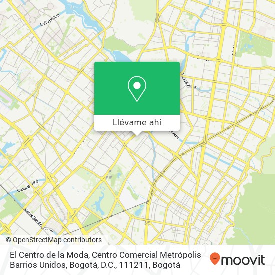 Mapa de El Centro de la Moda, Centro Comercial Metrópolis Barrios Unidos, Bogotá, D.C., 111211