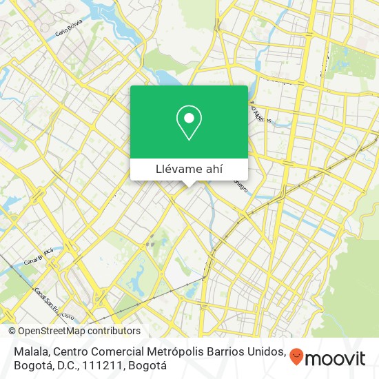 Mapa de Malala, Centro Comercial Metrópolis Barrios Unidos, Bogotá, D.C., 111211