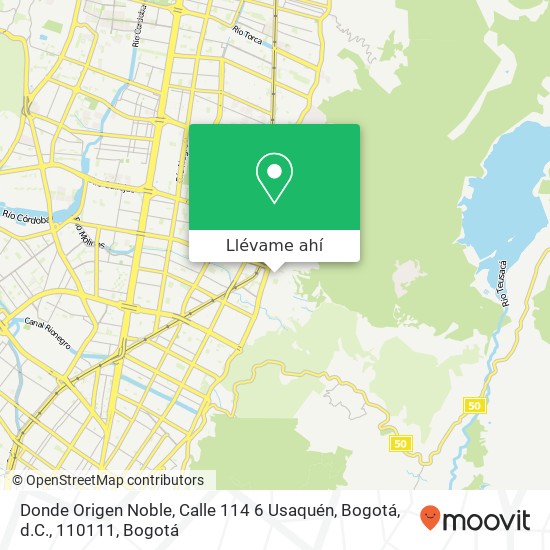 Mapa de Donde Origen Noble, Calle 114 6 Usaquén, Bogotá, d.C., 110111