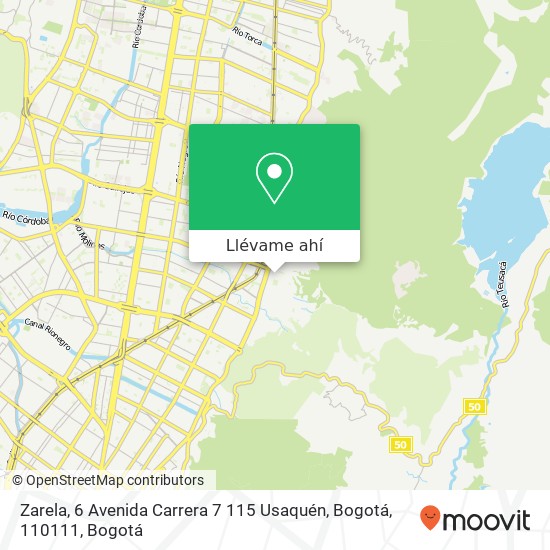 Mapa de Zarela, 6 Avenida Carrera 7 115 Usaquén, Bogotá, 110111