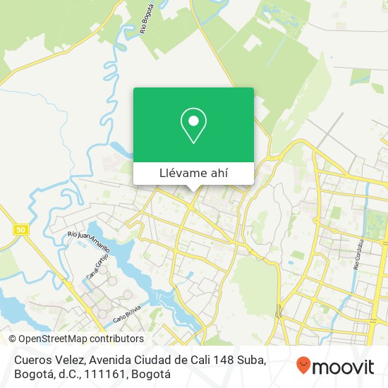 Mapa de Cueros Velez, Avenida Ciudad de Cali 148 Suba, Bogotá, d.C., 111161