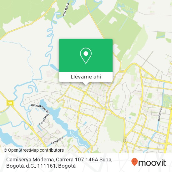 Mapa de Camiserýa Moderna, Carrera 107 146A Suba, Bogotá, d.C., 111161