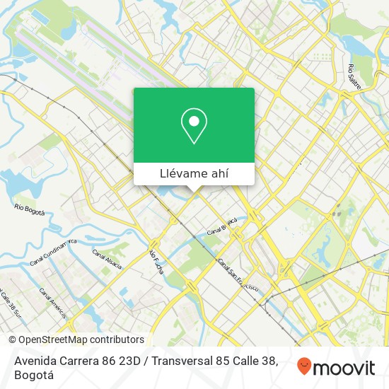Mapa de Avenida Carrera 86 23D / Transversal 85 Calle 38