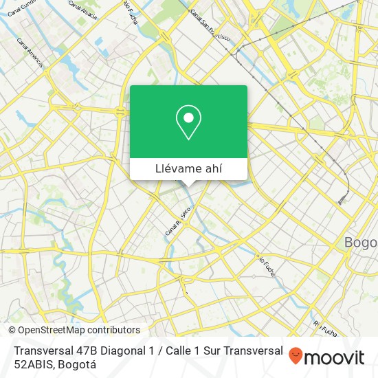 Mapa de Transversal 47B Diagonal 1 / Calle 1 Sur Transversal 52ABIS