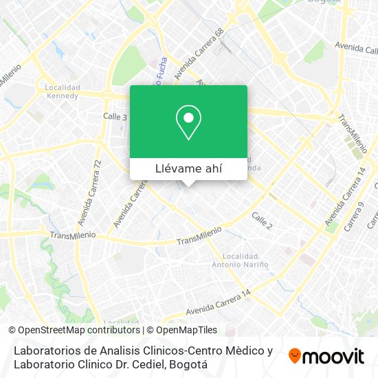 Mapa de Laboratorios de Analisis Clinicos-Centro Mèdico y Laboratorio Clinico Dr. Cediel