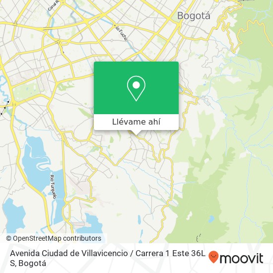 Mapa de Avenida Ciudad de Villavicencio / Carrera 1 Este 36L S