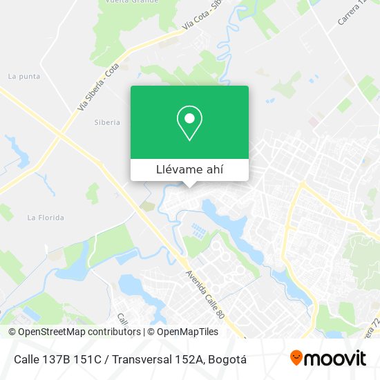 Mapa de Calle 137B 151C / Transversal 152A
