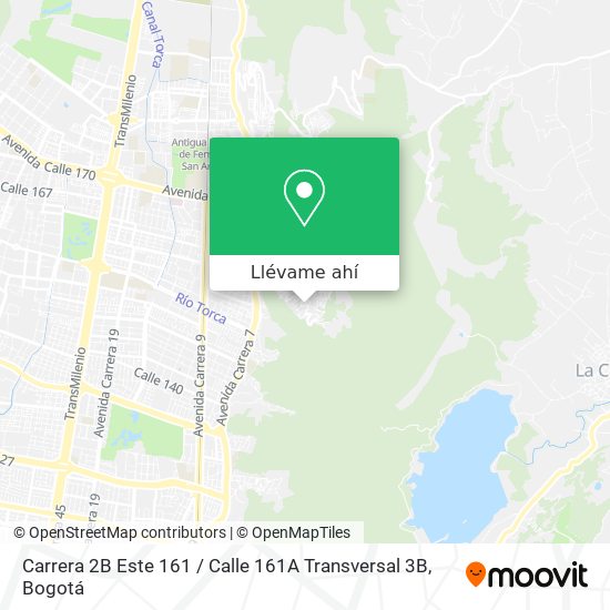 Mapa de Carrera 2B Este 161 / Calle 161A Transversal 3B