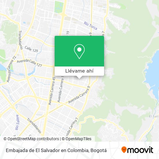 Mapa de Embajada de El Salvador en Colombia