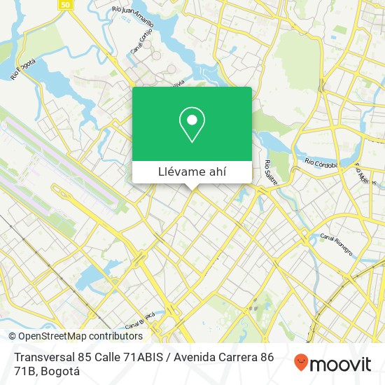 Mapa de Transversal 85 Calle 71ABIS / Avenida Carrera 86 71B