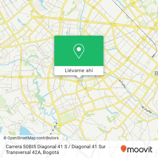 Mapa de Carrera 50BIS Diagonal 41 S / Diagonal 41 Sur Transversal 42A