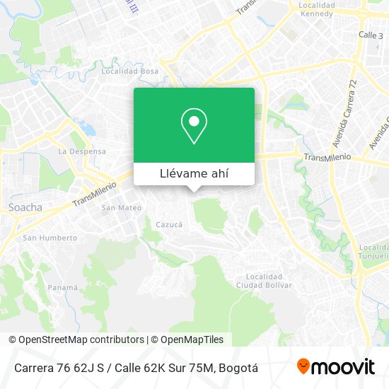 Mapa de Carrera 76 62J S / Calle 62K Sur 75M