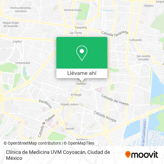 Mapa de Clínica de Medicina UVM Coyoacán