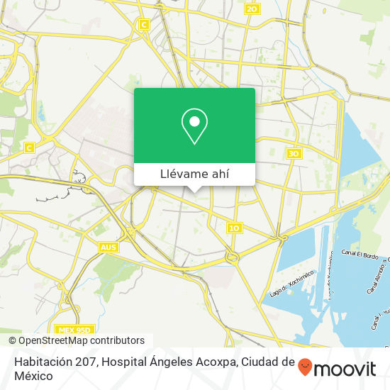 Mapa de Habitación 207, Hospital Ángeles Acoxpa