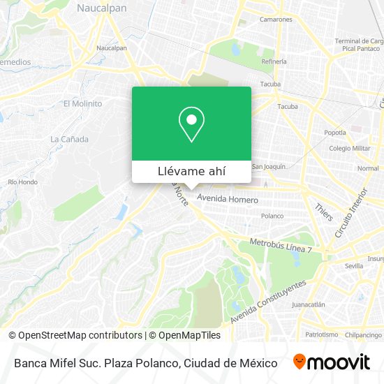 Mapa de Banca Mifel Suc. Plaza Polanco