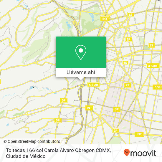 Mapa de Toltecas 166  col Carola Alvaro Obregon  CDMX