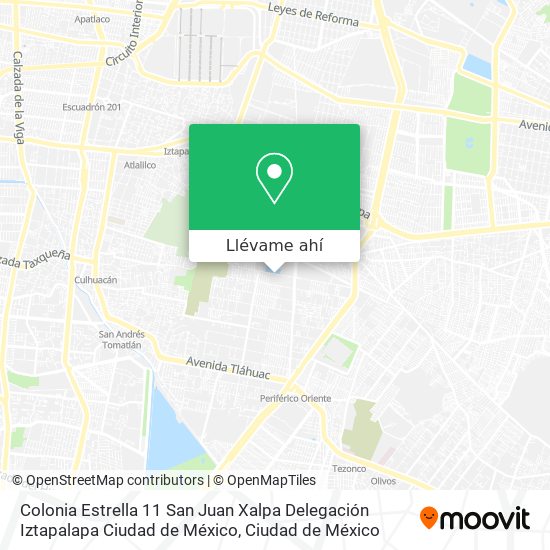 Mapa de Colonia Estrella 11 San Juan Xalpa  Delegación Iztapalapa  Ciudad de México