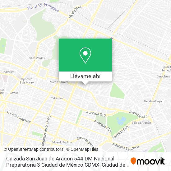 Mapa de Calzada San Juan de Aragón 544  DM Nacional  Preparatoria 3  Ciudad de México  CDMX