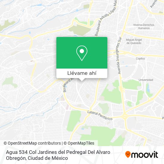 Mapa de Agua 534  Col  Jardines del Pedregal  Del  Alvaro Obregón
