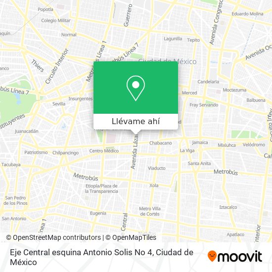 Mapa de Eje Central esquina Antonio Solis No 4