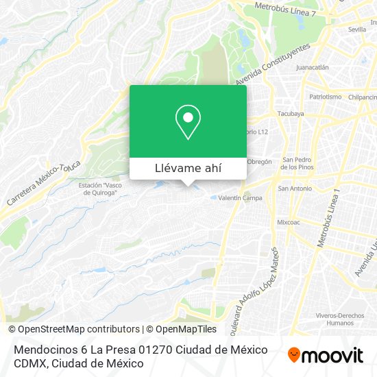 Mapa de Mendocinos 6  La Presa  01270 Ciudad de México  CDMX