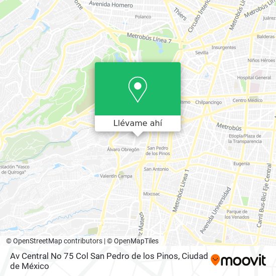 Cómo llegar a Av Central No 75 Col San Pedro de los Pinos en Miguel Hidalgo  en Autobús o Metro?