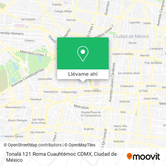 Mapa de Tonalá 121  Roma  Cuauhtémoc  CDMX