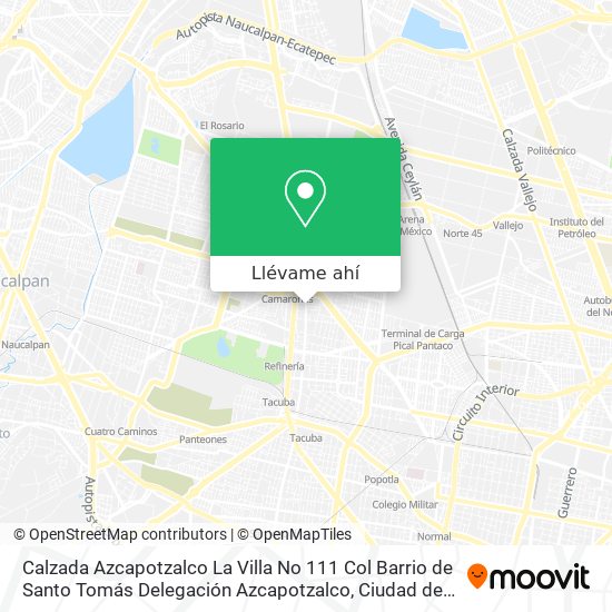 Mapa de Calzada Azcapotzalco La Villa No  111  Col  Barrio de Santo Tomás   Delegación Azcapotzalco