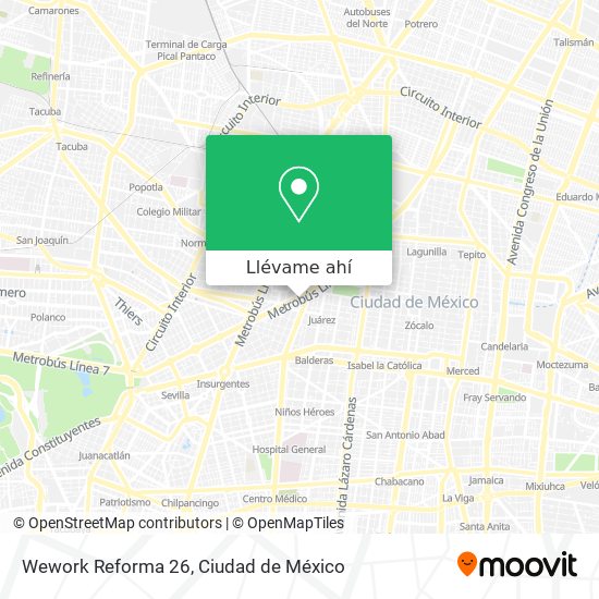 Mapa de Wework Reforma 26