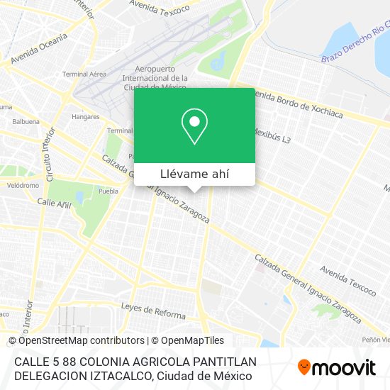 Mapa de CALLE 5   88  COLONIA AGRICOLA PANTITLAN  DELEGACION IZTACALCO