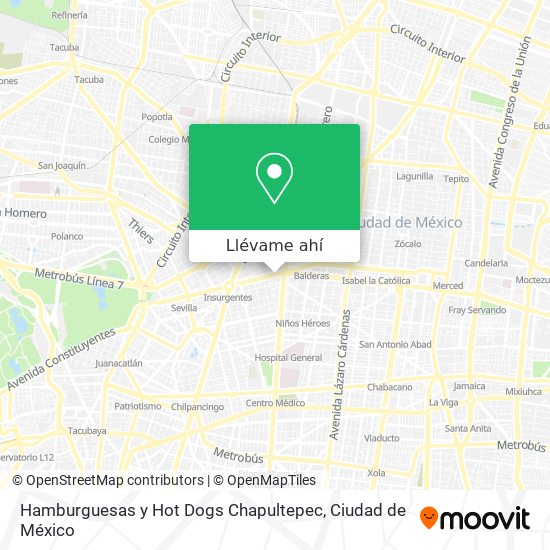 Mapa de Hamburguesas y Hot Dogs Chapultepec
