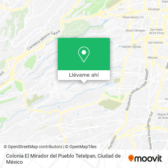 Mapa de Colonia El Mirador del Pueblo Tetelpan