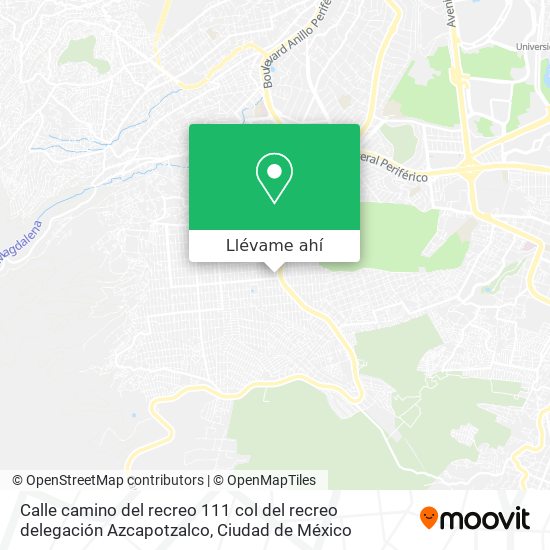 Mapa de Calle camino del recreo   111 col  del recreo delegación Azcapotzalco