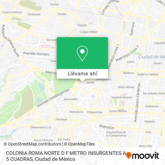 Cómo llegar a COLONIA ROMA NORTE D F METRO INSURGENTES A 5 CUADRAS en  Azcapotzalco en Autobús o Metro?