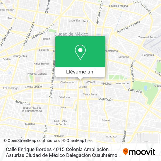 Mapa de Calle Enrique Bordes 4015 Colonia Ampliación Asturias  Ciudad de México  Delegación Cuauhtémoc  Cp