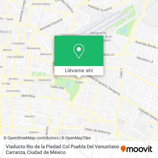 Mapa de Viaducto Río de la Piedad  Col  Puebla  Del  Venustiano Carranza